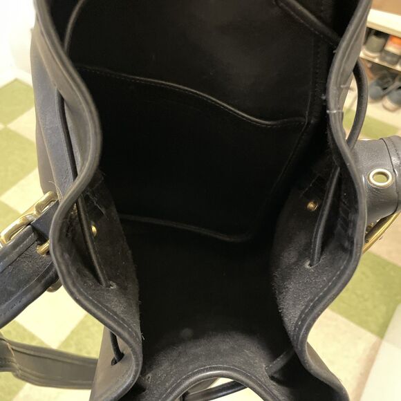 Vintage Coach 9952 Lula’s Legacy Drawstring Crossbody Bucket Bag Black Leather - Picture 10 of 12